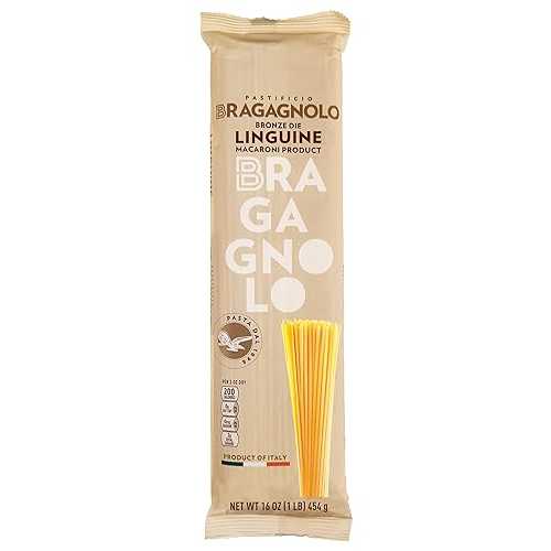 Pastificio Bragagnolo, Linguine 811 Bronze-Drawn, 100% Italian Pasta, Made with Durum Wheat Semolina Flour, Non GMO (1 Pound Bag) - Consistently al Dente.