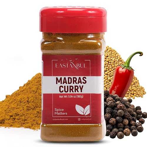 Eastanbul Madras Curry Powder, 5.64oz, Traditional Indian Spice Blend, Madras, Authentic Curry Seasoning, All-Natural, Very Low Sodium, No MSG, No Filler, Gluten Free, Vegan