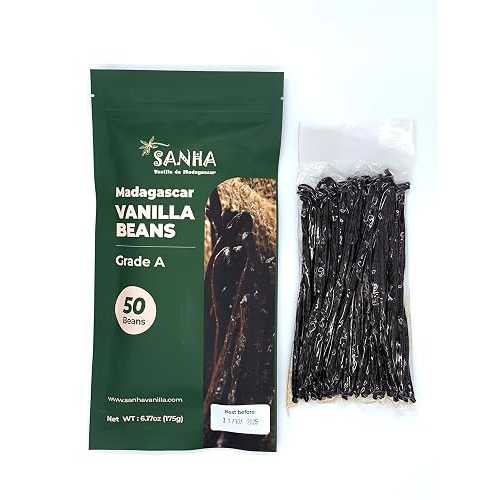 SANHA VANILLE DE MADAGASCAR SANHA Madagascar Vanilla Beans (50 Count, Grade A, Hand-Selected) - Organic Vanilla Bean (For Extract, Baking & Cooking) - 6-7 Inches, Vacuum-Sealed (Premium Freshness)