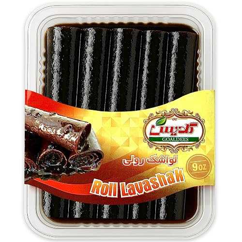 GOALDEES Roll Lavashak Pomegranate Juicy Sour Fruit Leather Persian Snack Middle Eastern Halal Bold Flavor Timeless Tradition (1 Pack, 250, Gram)