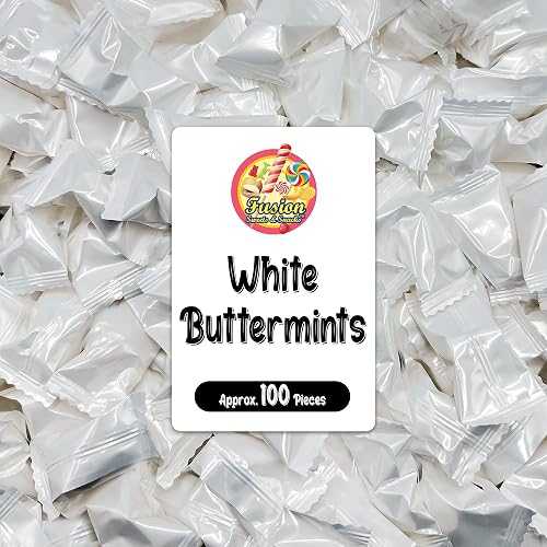 Fusion Sweets And Snacks White Buttermints - 100 Count - Butter Mints Individually Wrapped - Wedding Mints - Perfect For Engagement Parties, Bridal Shower, Rehearsal Dinners, Reception, And More
