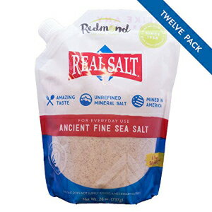 レドモンドリアルソルト - 古代上質海塩 未精製ミネラル塩 26オンスポーチ（12パック） Redmond Real Salt - Ancient Fine Sea Salt, Unrefined Mineral Salt, 26 Ounce Pouch (12 Pack)