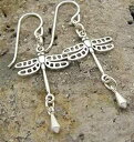 トンボ イヤリング (スターリングシルバー) Cloud Cap Jewelry Dragonfly Earrings in Sterling Silver