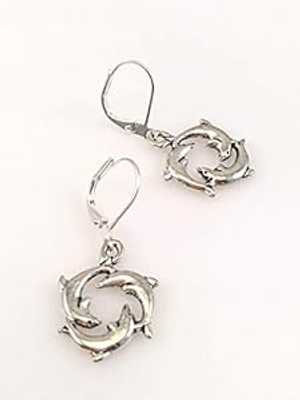 イルカ ピアス (ピューター) Ear-Resistables Dolphin Earrings in Pewter イルカ ピアス (ピューター) Ear-Resistables Dolphin Earrings in Pewter