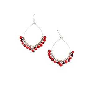 ペルー ギフト ダングル フープ イヤリング 女性用 - 幸運のシンボル、意味のあるペルー ワイルーロ レッド ブラック シード - 環境に優しい Evelyn...