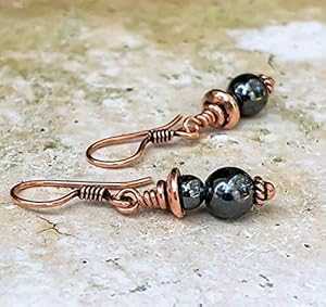 ヘマタイト付き銅イヤリング、妻への7、11、22周年記念ギフト、銅ジュエリー Simple Graces Jewelry Copper Earrings with Hematite, 7th 11th 22nd Anniversary Gifts for Wife, Copper Jewelry ヘマタイト付き銅イヤリング、妻への7、11、22周年記念ギフト、銅ジュエリー Simple Graces Jewelry Copper Earrings with Hematite, 7th 11th 22nd Anniversary Gifts for Wife, Copper Jewelry