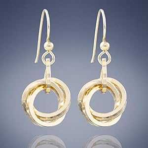 ラウンド 14K イエローゴールドフィルド ラブノット ダングル イヤリング ミニマリスト ジュエリー ギフトアイデア 女性用 ユニークな幾何学模様のドロップイ...