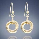 ラウンド 14K イエローゴールドフィルド ラブノット ダングル イヤリング ミニマリスト ジュエリー ギフトアイデア 女性用 ユニークな幾何学模様のドロップイ...