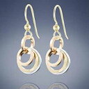 トリコロールショートダングルイヤリング 925 スターリングシルバーと 14K イエローとローズゴールドフィルドサークル付き 毎日のジュエリーギフトのアイデア ...