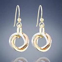 トリコロール ラブ ノット エブリデイ ダングル イヤリング 925 スターリングシルバーと 14K イエローとローズゴールドで満たされたサークル付き ユニーク...