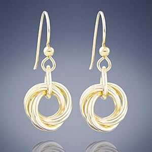 上品な 14K イエローゴールドフィルド ラウンド ラブ ノット ドロップダウン イヤリング ミニマリスト ジュエリー ギフトアイデア 女性用 ユニークなサーク...