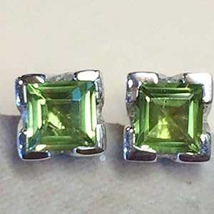 ナチュラル 2.5 カラット ペリドット 925 ソリッド スターリング シルバー イヤリング 6 mm Natural Ro..