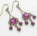 ディープピンククリスタルの小さなシャンデリアイヤリング Cloud Cap Jewelry Tiny Chandelier Earrings in Deep P...