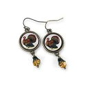 感謝祭の七面鳥のイヤリング、琥珀ビーズ付き The Divine Iguana Thanksgiving Turkey Earrings with Amber Bead