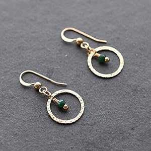 エメラルド ジェムストーン ゴールドフィルド サークル ダングル イヤリング ジュエリー ギフト 女性用 Designed by Stacey Jewelry,...