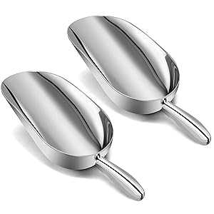 BAODELI AS-12 SET OF 2, 12 Oz. (Ounce) Bar Ice Scoop, Dry Bin Scoop, Dry Goods Scoop, Candy Scoop, Spice Scoop, Cast Aluminum