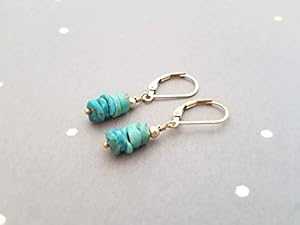 楽天Glomarket天然ターコイズビーズと14Kイエローゴールドフィルドイヤリング I Dream of Jewelry Natural Turquoise Bead and 14k Yellow Gold Filled Earrings