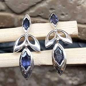 天然アイオライト 925 ソリッド スターリング シルバー イヤリング 30mm Natural Rocks by Kala Natural Iolite 925 Solid Sterling Silver Earrings 30mm 天然アイオライト 925 ソリッド スターリング シルバー イヤリング 30mm Natural Rocks by Kala Natural Iolite 925 Solid Sterling Silver Earrings 30mm