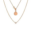 TousiAttar ダイヤモンド ソリティア ネックレス - ベゼルセット ネックレス - ソリッド 14K または 18 カラット ロズ ゴールド ペンダン...