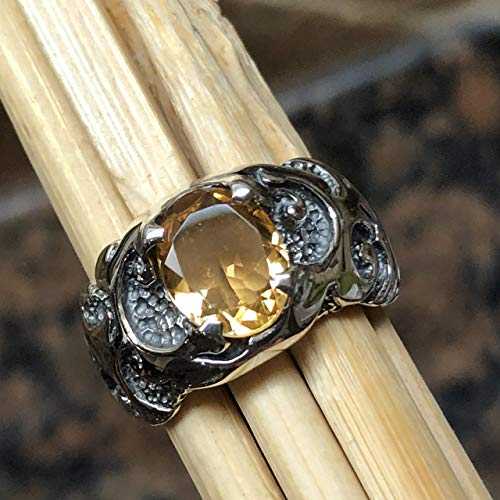 ナチュラル 2 カラット ゴールデン シトリン 925 ソリッド スターリング シルバー ユニセックス リング サイズ 7.25 Natural Rocks by Kala Natural 2ct Golden Citrine 925 Solid Sterling Silver Unisex Ring Size 7.25