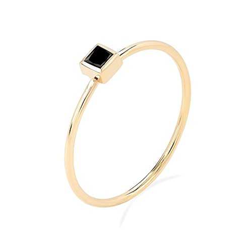 TousiAttar ブラック ダイヤモンド プリンセス カット - 14K または 18K ホワイト ローズ イエロー ゴールド 積み重ね可能 - 女性用の小さなスタッキング リング - 彼女へのユニークな純粋なハンドメイド ジュエリー ギフト TOUSIATTAR JEWELERS Tous