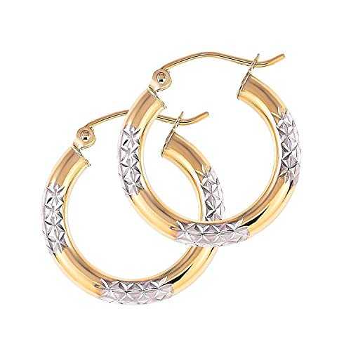 TousiAttar ツートーン イヤリング - 14K ゴールド フープ イヤリング 女性とガールフレンド用 - 日常用のユニークなジュエリー TOUSIATTAR JEWELERS TousiAttar Two Tone Earrings - 14k Gold Hoop Earring for Women and Girlfriend - Unique