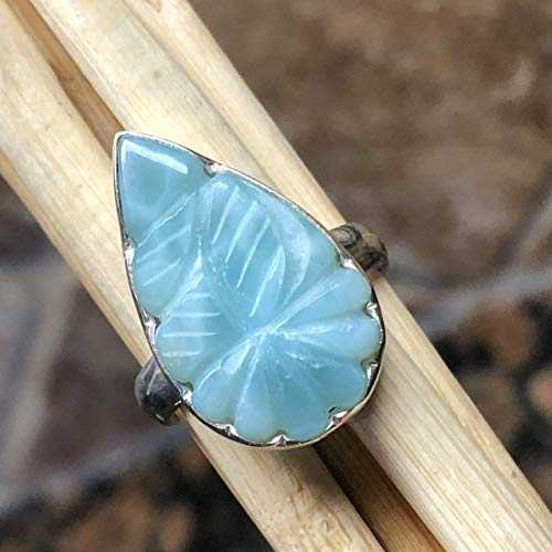 天然手彫りドミニカ ラリマー 925 ソリッド スターリング シルバー リング サイズ 8 Natural Rocks by Kala Natural Hand Carved Dominican Larimar 925 Solid Sterling Silver Ring Size 8 天然手彫りドミニカ ラリマー 925 ソリッド スターリング シルバー リング サイズ 8 Natural Rocks by Kala Natural Hand Carved Dominican Larimar 925 Solid Sterling Silver Ring Size 8