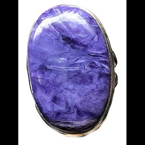 楽天Glomarket天然シベリア チャロアイト 925 ソリッド スターリング シルバー リング サイズ 7 Natural Rocks by Kala Natural Siberian Charoite 925 Solid Sterling Silver Ring Size 7
