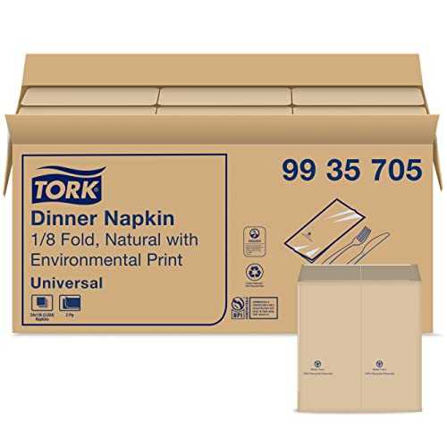 Tork Natural Dinner Napkin, 1/8 Fold 2-ply, 15