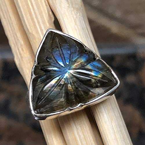 ナチュラルブルー虹色ラブラドライト 925 スターリングシルバー リング サイズ 8.25 Natural Rocks by Kala Natural Blue Iridescence Labradorite 925 Sterling Silver Ring Size 8.25