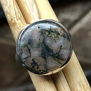 ナチュラル グリーン モス アゲート 925 ソリッド スターリング シルバー リング サイズ 5.5 Natural Rocks by Kala Natural Green Moss Agate 925 Solid Sterling Silver Ring Size 5.5