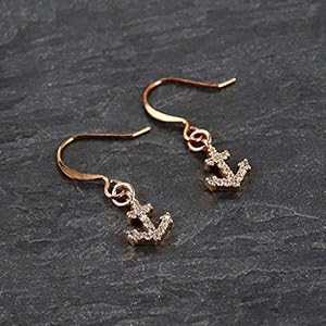 キラキラ航海アンカー ローズゴールド ダングル イヤリング ジュエリー ギフト 女性用 Designed by Stacey Jewelry, LLC Spar...