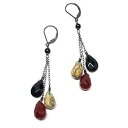 イエロー モス ブラック アゲート カーネリアン チェーン ダングル イヤリング スターリング シルバー カスタム Meredithbead Yellow Moss Black Agate Carnelian Chain Dangle Earrings Sterling Silver Custom