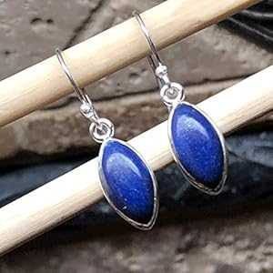 天然ラピスラズリ 925 ソリッド スターリング シルバー イヤリング 25mm Natural Rocks by Kala Natural Lapis Lazuli 925 Solid Sterling Silver Earrings 25mm