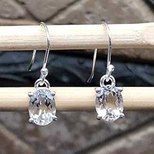 本物の 2.5ct ホワイト クォーツ 925 ソリッド スターリング シルバー イヤリング 30mm Natural Rocks by Kala Genuine 2.5ct White Quartz 925 Solid Sterling Silver Earrings 30mm
