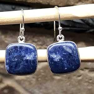 本物のブルー ソーダライト 925 ソリッド スターリング シルバー イヤリング 25mm Natural Rocks by Kala Genuine Blue Sodalite 925 Solid Sterling Silver Earrings 25mm 本物のブルー ソーダライト 925 ソリッド スターリング シルバー イヤリング 25mm Natural Rocks by Kala Genuine Blue Sodalite 925 Solid Sterling Silver Earrings 25mm
