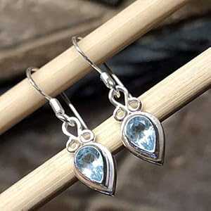 ナチュラル 1ct ブルー トパーズ 925 スターリング シルバー イヤリング 25mm Natural Rocks by Kala Natural 1ct Blue Topaz 925 Sterling Silver Earrings 25mm ナチュラル 1ct ブルー トパーズ 925 スターリング シルバー イヤリング 25mm Natural Rocks by Kala Natural 1ct Blue Topaz 925 Sterling Silver Earrings 25mm