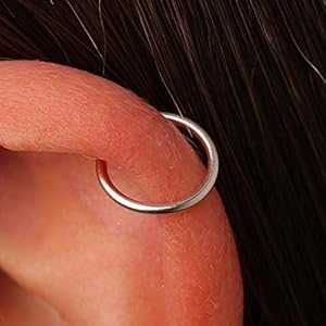 シルバー ヘリックス フープ - 20 ゲージ 925 シルバー ヘリックス リング - 軟骨イヤリング フープ ROCK AND PIERCED Silver helix hoop - 20 gauge 925 silver helix ring - Cartilage Earring Hoop シルバー ヘリックス フープ - 20 ゲージ 925 シルバー ヘリックス リング - 軟骨イヤリング フープ ROCK AND PIERCED Silver helix hoop - 20 gauge 925 silver helix ring - Cartilage Earring Hoop