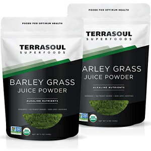 Terrasoul Superfoods オーガニック大麦若葉ジュースパウダー、10 オンス - 米国産 | 濃縮果汁から作られています | 大麦若葉よりも優れている Terrasoul Superfoods Organic Barley Grass Juice Powder, 10 Oz - USA Grown | Made From Concen