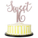pTTXEB[g16P[Lgbp[-т₩ȃ[YS[h-16΂̒ap[eB[LOp[eB[fR[Vpi palasasa Sweet 16 Cake Topper - Glittering Rose Gold - 16th Birthday Party Wedding Anniversary Party Decoration Su