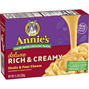 Aj[Y fbNX b` & N[~[ VF & tH[ }Jj & `[Y \[XA11.3 IX (12 pbN)A(1 pbN) Annie's Deluxe Rich & Creamy Shells & Four Macaroni & Cheese Sauce, 11.3 oz (Pack of 12