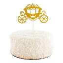 トップケーキ ゴールドペーパー シンデレラキャリッジケーキトッパー - グリッター - 8インチ x 3 3/4インチ - 10カウントボックス - レストランウェア Top Cake Gold Paper Cinderella Carriage Cake Topper - Glitter - 8" x 3 3/4" - 10