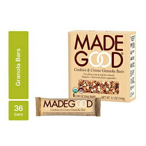 MadeGood クッキーとクリーム グラノーラバー、6 箱 (36 カラット)。グルテンフリーのオーツ麦には、一食分の野菜の栄養素が含まれています。ナッツとアレルゲンフリーのバー MadeGood Cookies and Creme Granola Bars, 6 Boxes (36 ct); Contain Nut