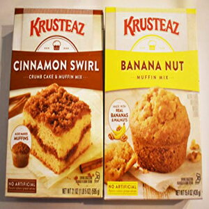 Krusteaz Banana Nut Supreme Muffin Mix and Cinnamon Swirl Crumb Cake/Muffin Mix Bundle