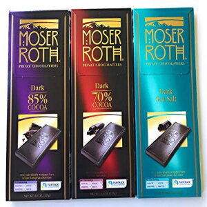 German Dark Chocolate Bundle of 3 Varieties. Moser Roth 85%, 70% and Dark Sea Salt. Low Sugar Gourmet Candy Bars. Good for the Waist Line and Chocolate Lovers! Freshly Imported from Europe.