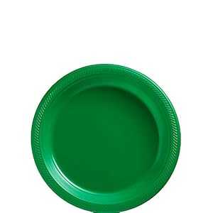 amscan Festive Green Big Party Pack Plastic Plates, 7