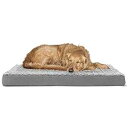 Furhaven 犬猫用整形外科ペットベッド - クラシッククッション超豪華なカーリーファー犬用ベッドマット、取り外し可能な洗えるカバー付き、グレー、L Fur...