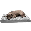 Furhaven 犬と猫用低反発ペットベッド - クラシッククッション超豪華なカーリーファー犬用ベッドマット、取り外し可能な洗えるカバー付き、グレー、L Fur...