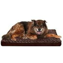 Furhaven 犬猫用整形外科ペットベッド - クラシッククッション超豪華なカーリーファー犬用ベッドマット、取り外し可能で洗えるカバー付き、チョコレート、L ...