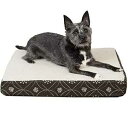 Furhaven 犬と猫用の整形外科ペットベッド - クラシッククッションシェルパとフランネルの足の装飾犬用ベッドマット、取り外し可能で洗えるカバー付き、ダーク...